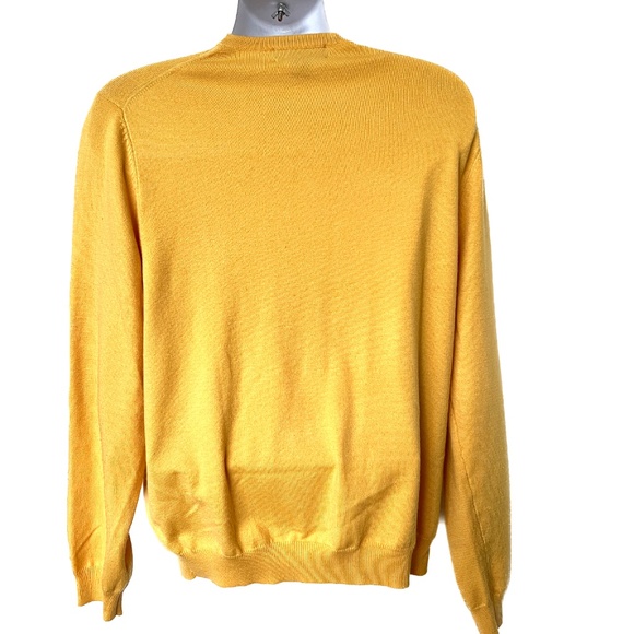 Brooks Brothers Sweater Pullover Yellow V-Neck Extra Fine Merino Wool Size L - Picture 2 of 5